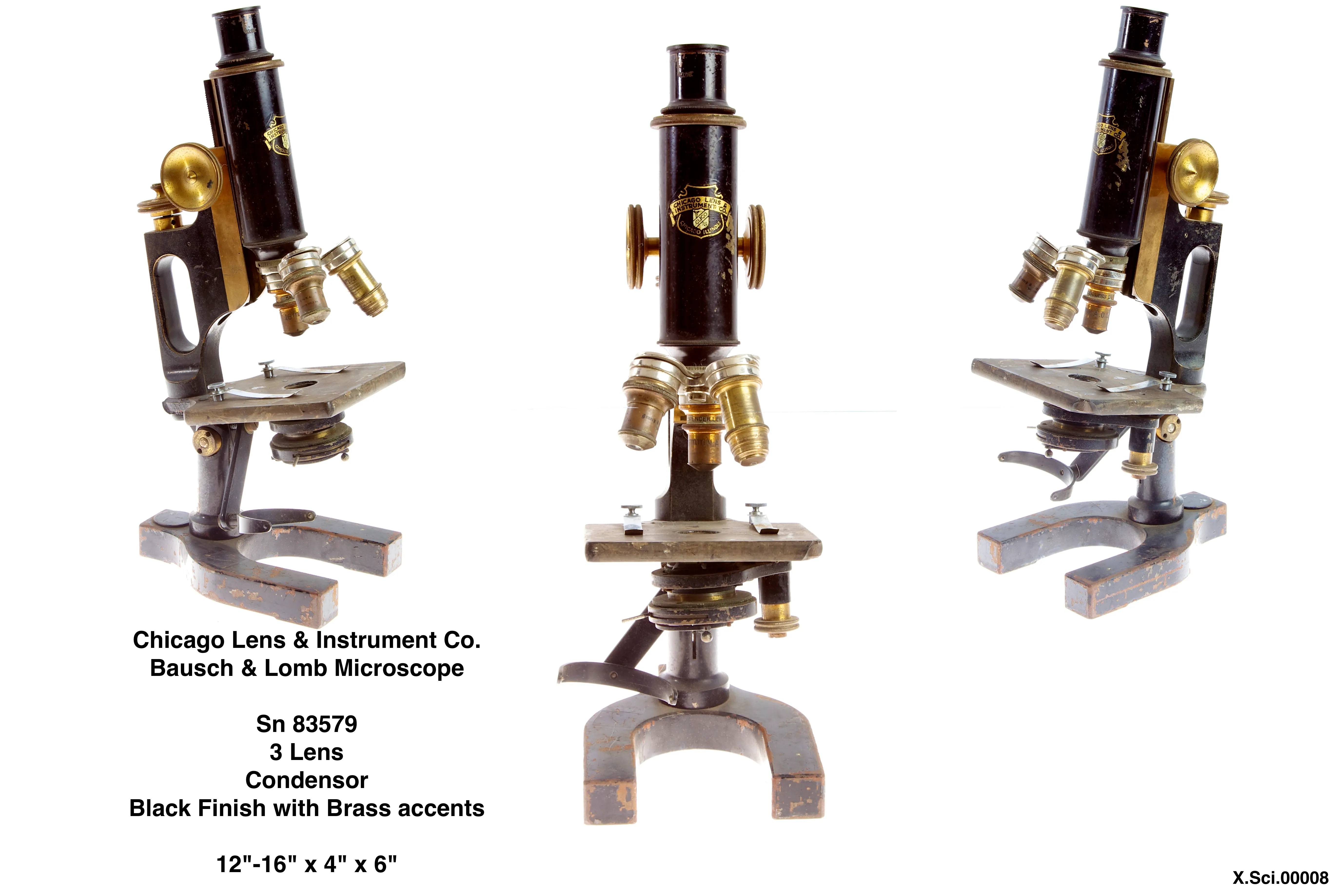 Bausch & Lomb Chicago Instrument 3 Lens Microscope