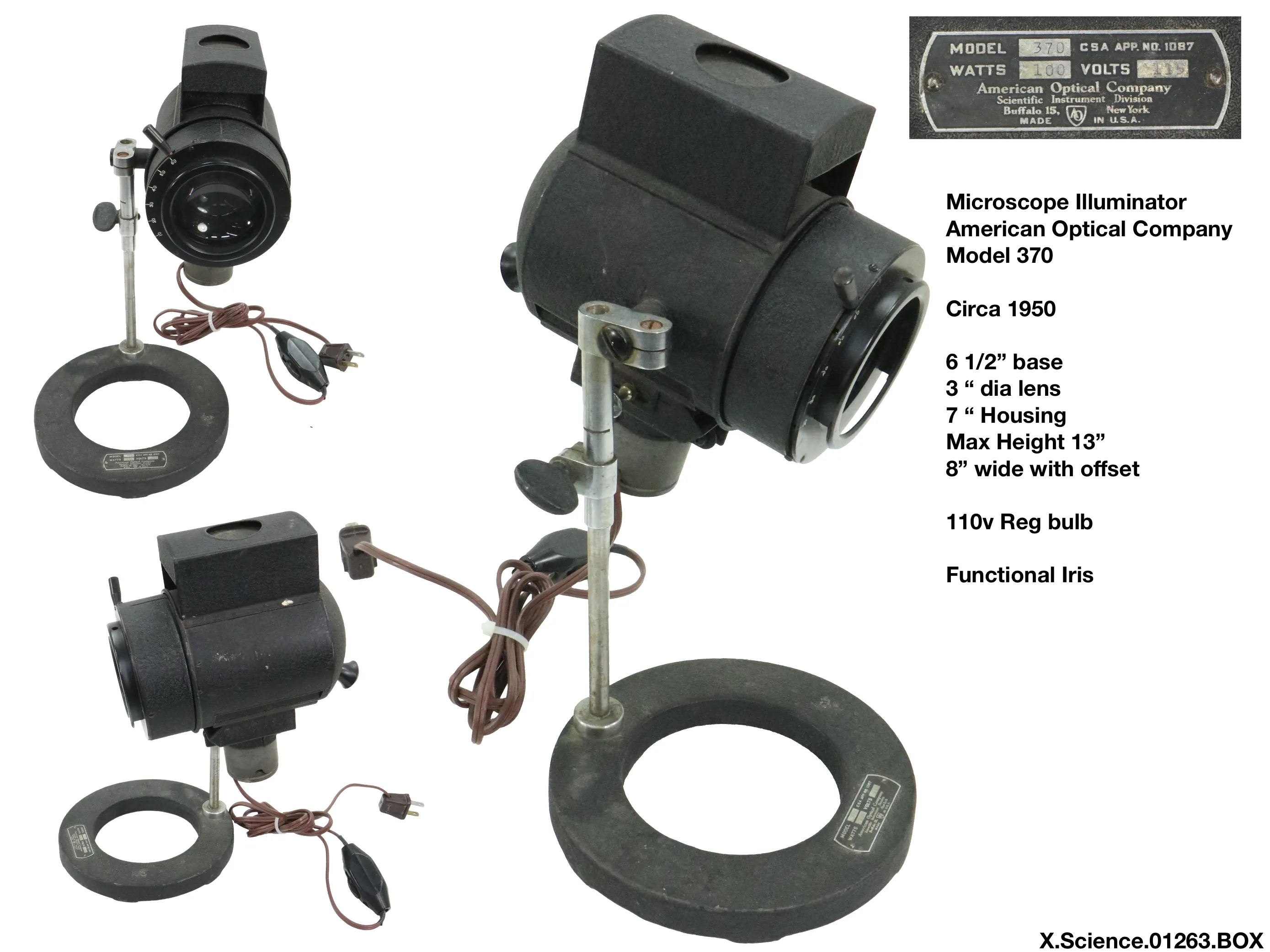 American Optical Co Microscope Illuminator