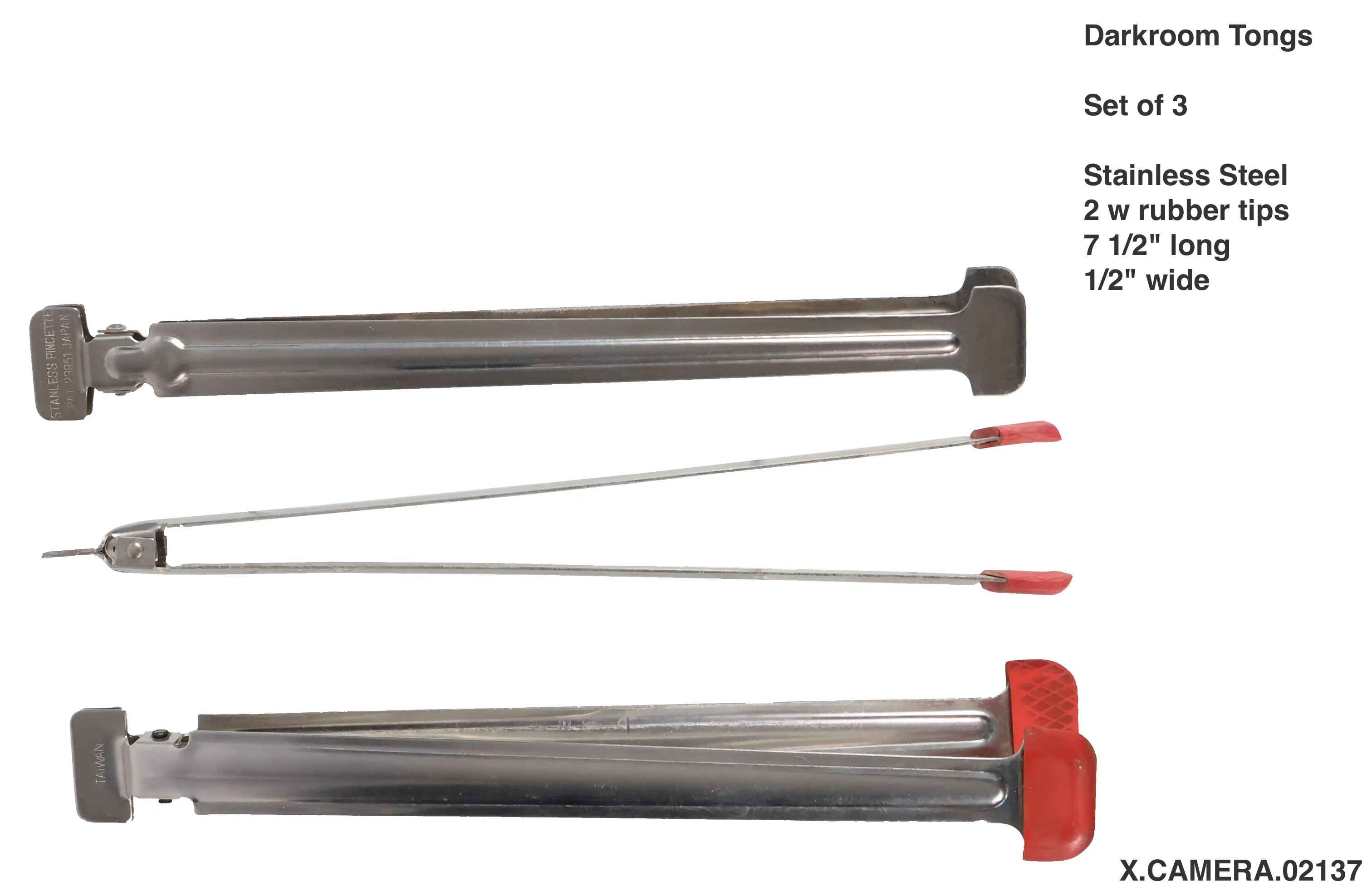 Darkroom Tongs Set of 3 Stainless
