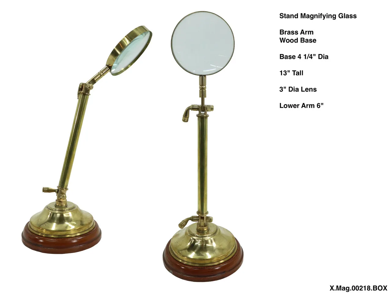 Magnifying Glass Brass Wood Base