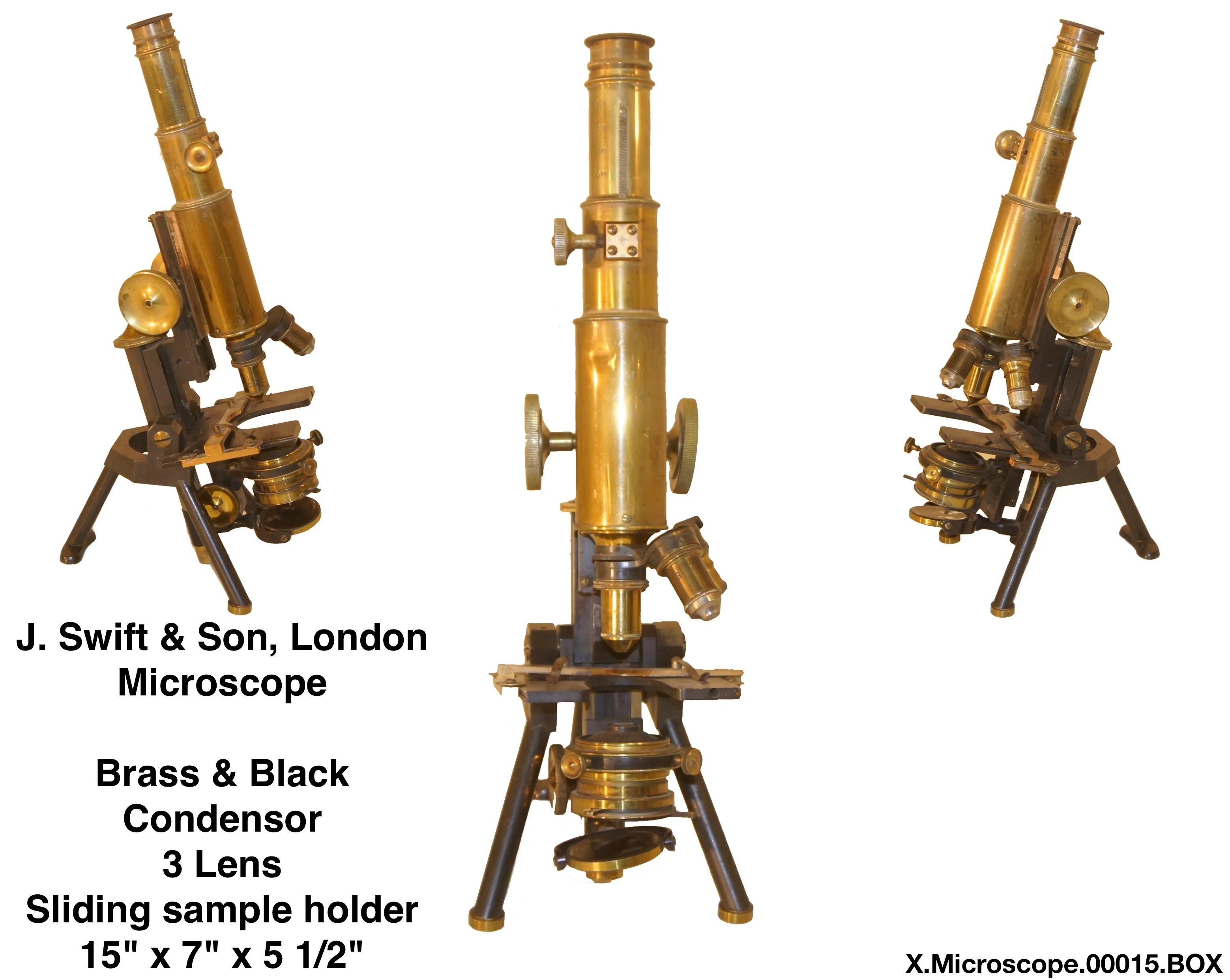 J Swift Brass 3 Lens Microscope