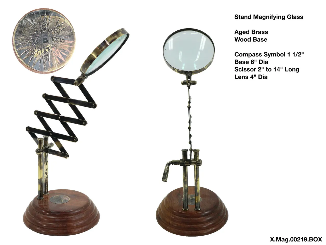 Magnifying Glass Scissor Wood Base