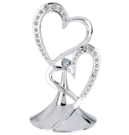 Two Hearts Rhinestone Cake Topper