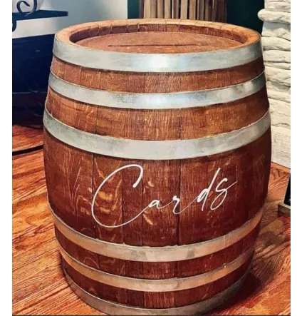 Wood Barrel Card Box