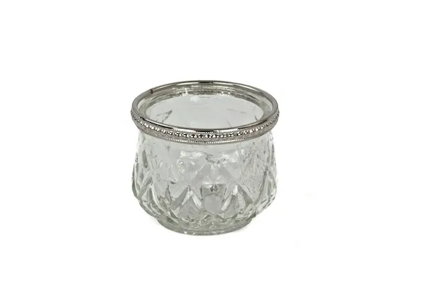 Diamond Etched Silver Rimmed Votive Candle Holder 