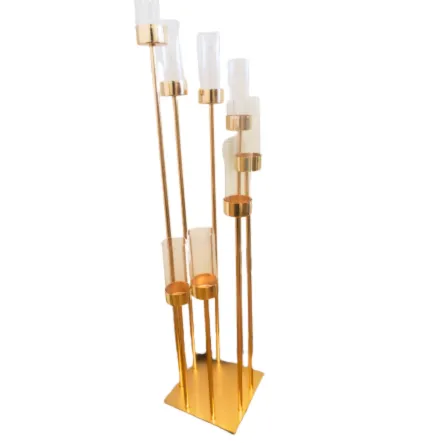 Gold 8-Head Pillar Candelabra 