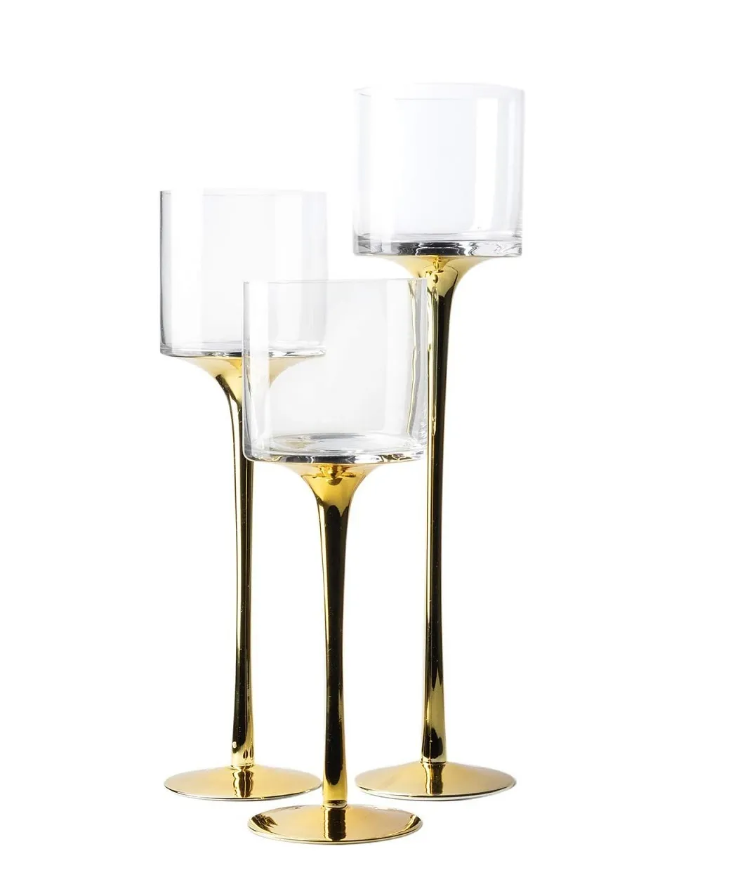 Gold Stemmed Monet Glass Candle Holder Vase