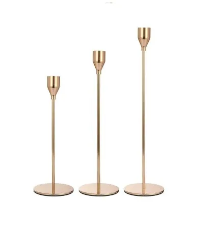 Contemporary Gold Taper Candle Holder Set