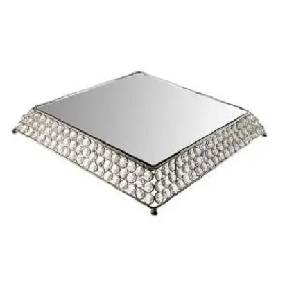 Rhinestone Crystal Mirror Cake Stand -Square