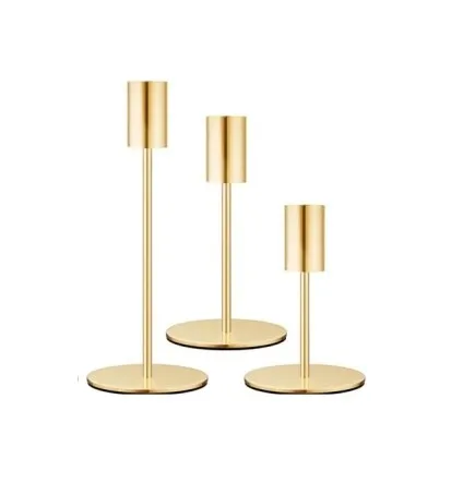 Modern Gold Taper Candle Holder Set