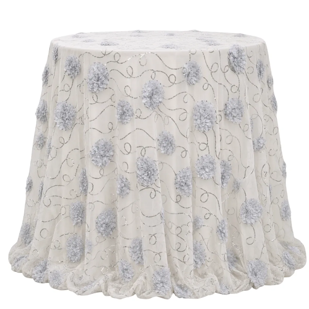 Silver Blossom Tablecloth Overlay