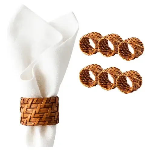 Porta guardanapos rattan natural 70% bambu 30% 5x4cm