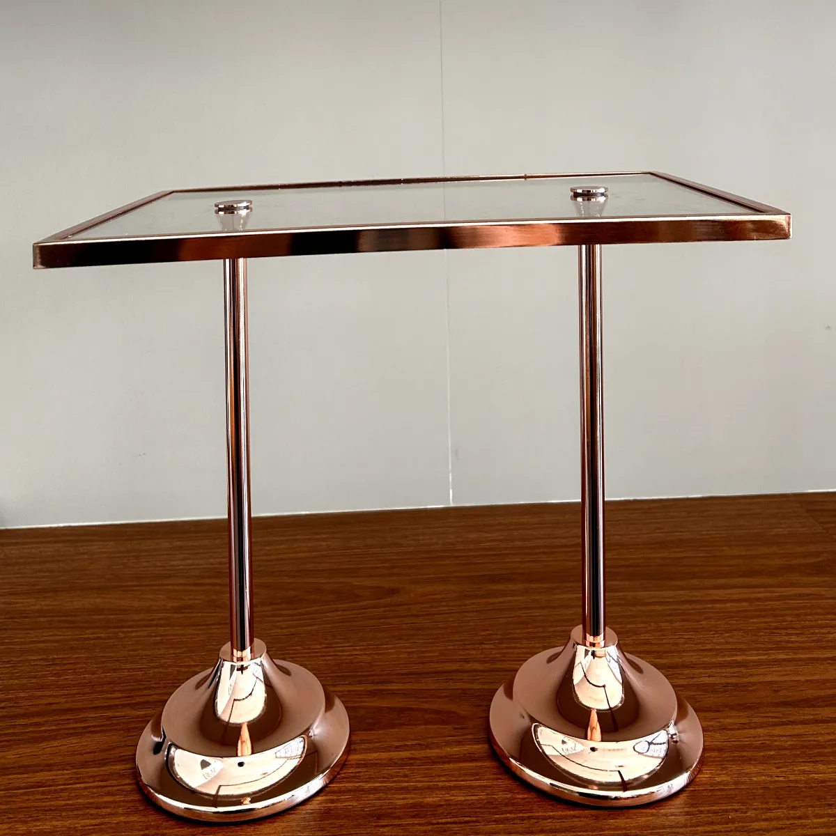 Suporte retangular base vidro duplo alto bronze - L25007