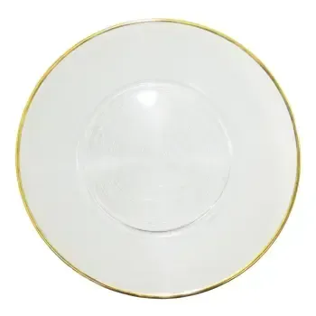 Prato Sobremesa Branco Fio Dourado