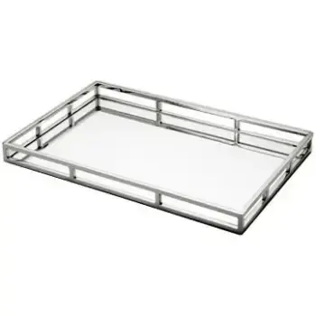 Bandeja Retangular Espelhada Prata