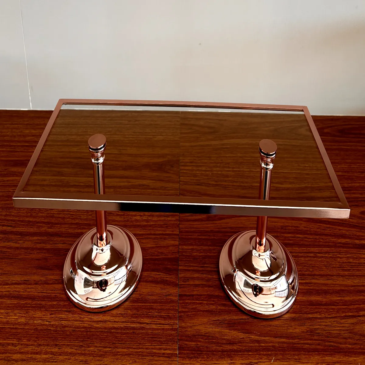 Suporte retangular base vidro duplo médio bronze - L25008