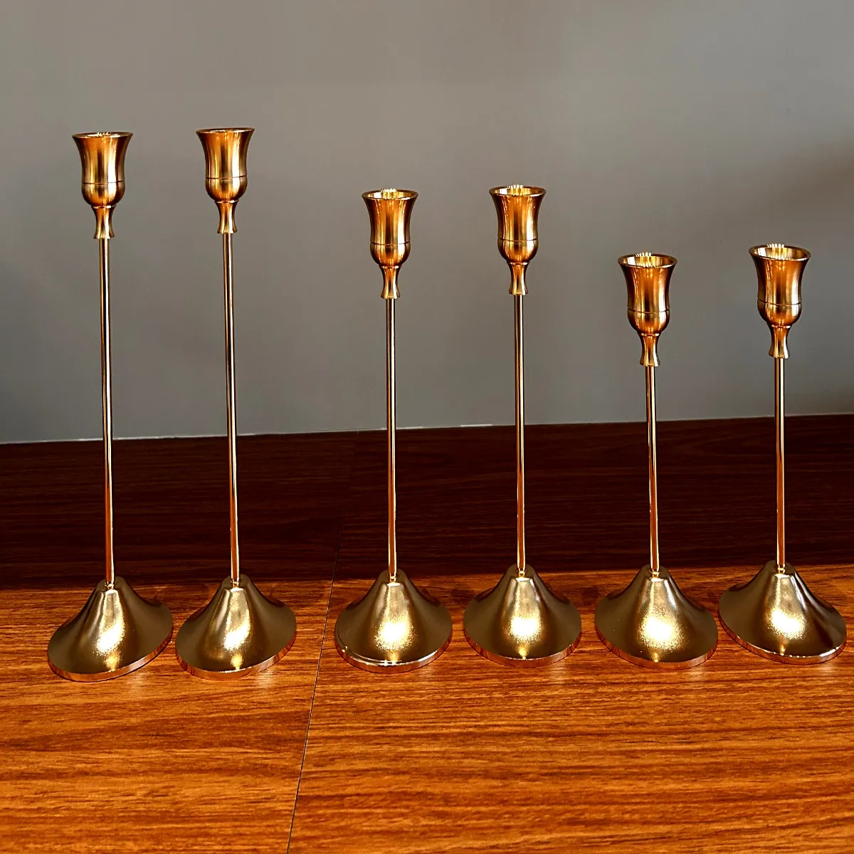 Trio de castiçal Fabuloso para Mesa Dourado P M G 