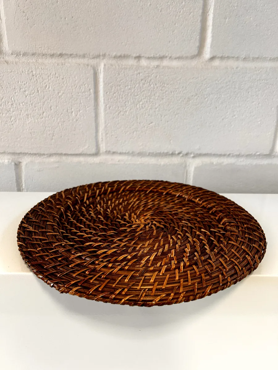Sousplat redondo rattan bege 33cm 70% bambu