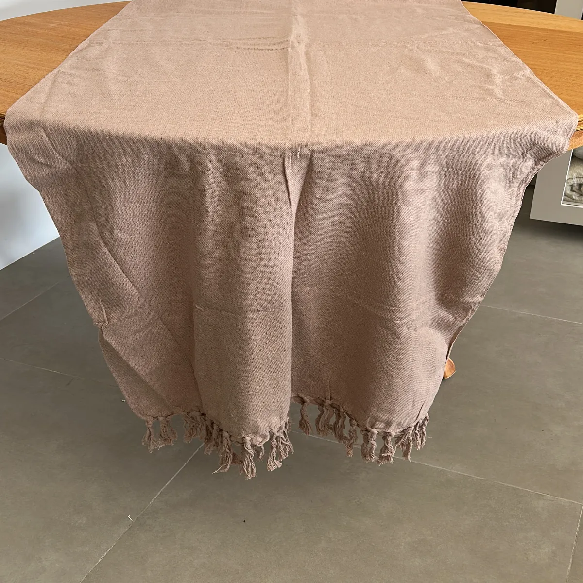 Manta com Franja para Decoração Bege