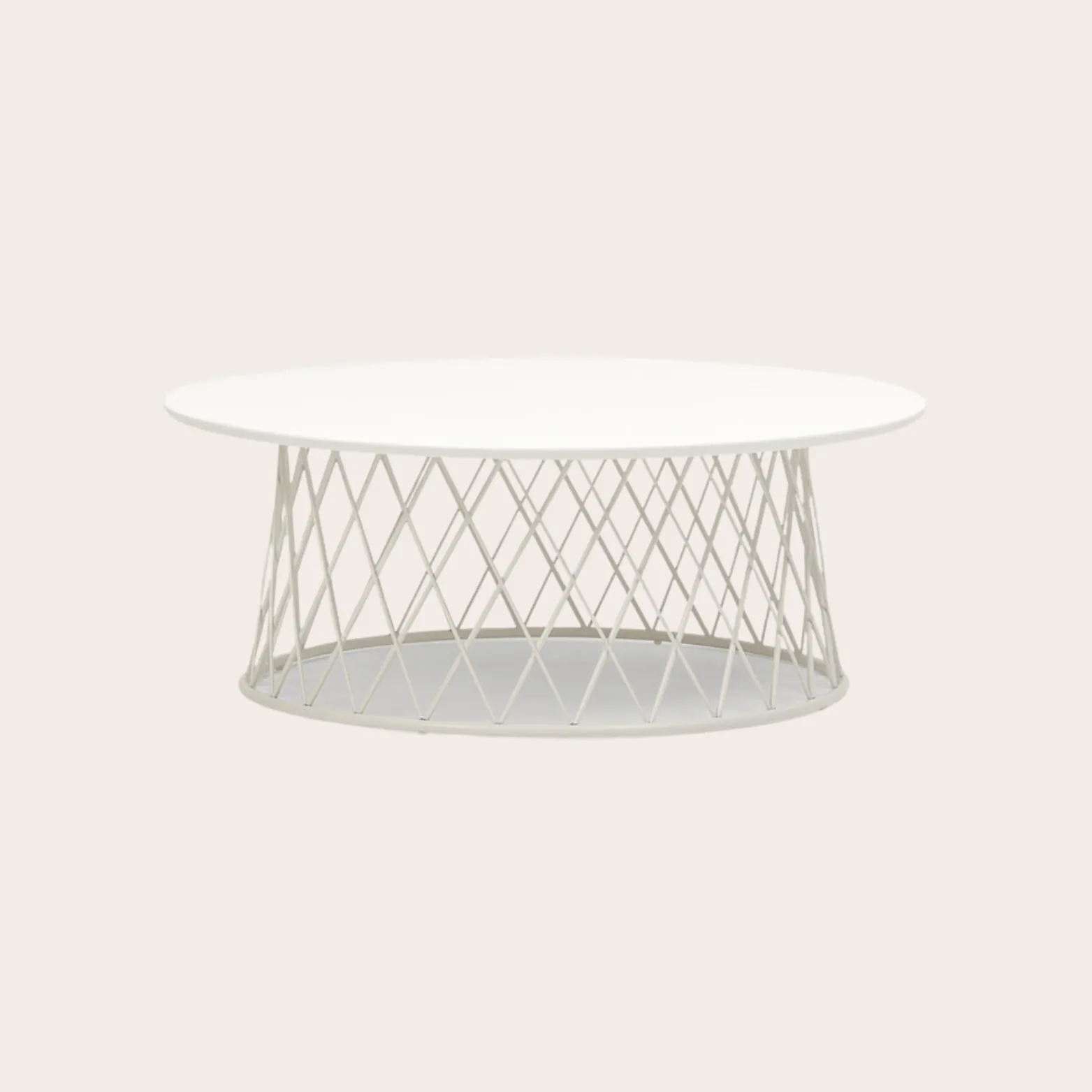 Lattice Coffee Table- White Round
