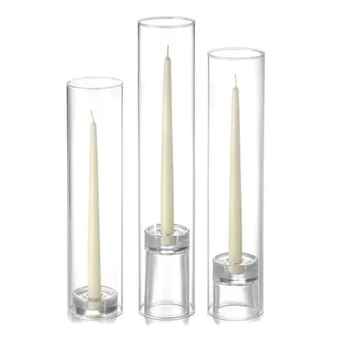 Glass Taper Holder W/ Chimney Trio Bundle (No Candles)