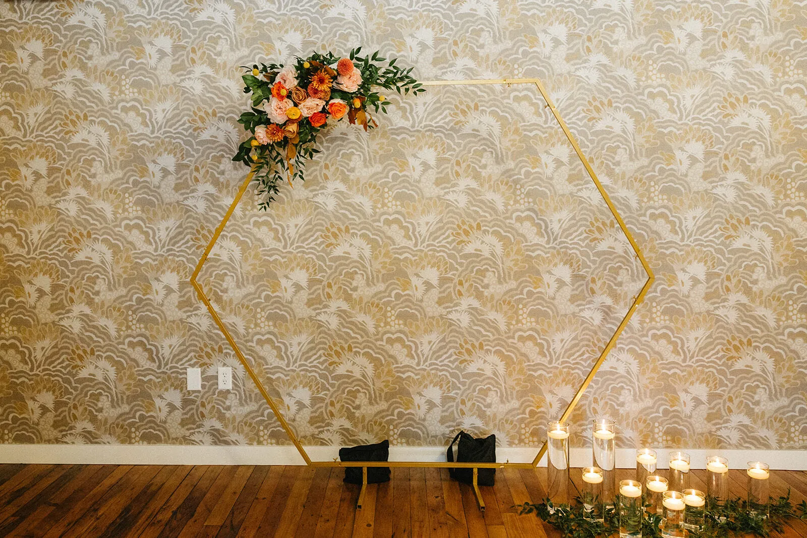 Gold Metal Hexagon Arch