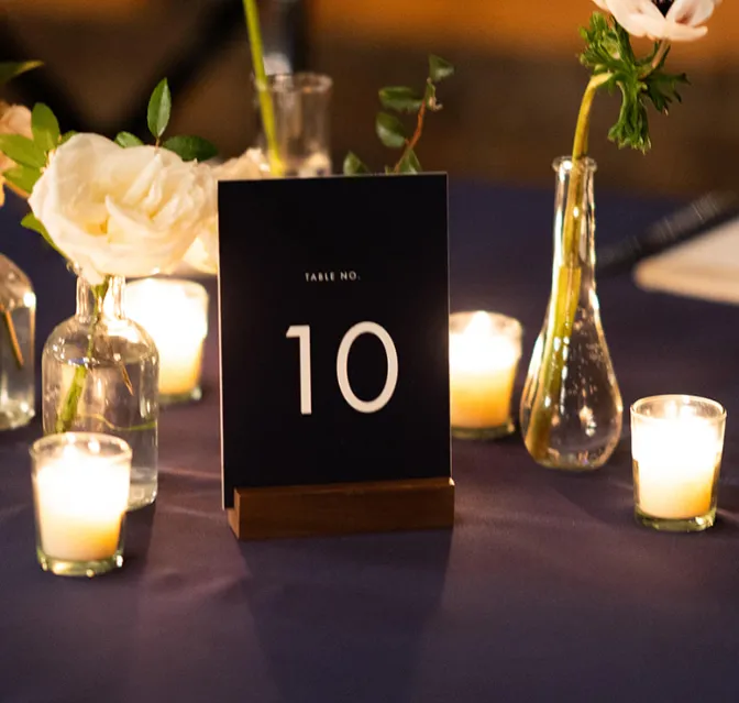 Dark Wood Block Table Number Stand