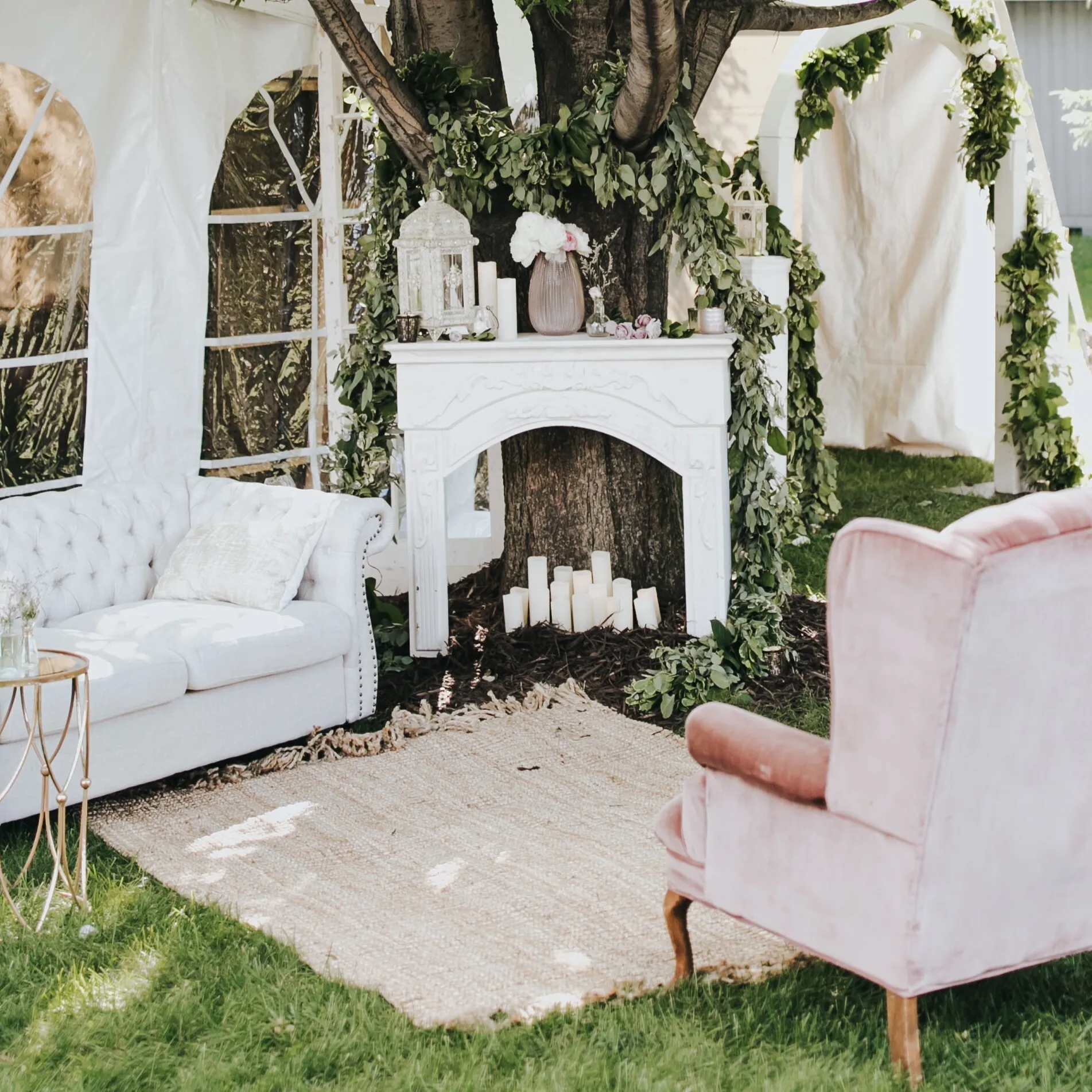 White Vintage Faux Fireplace