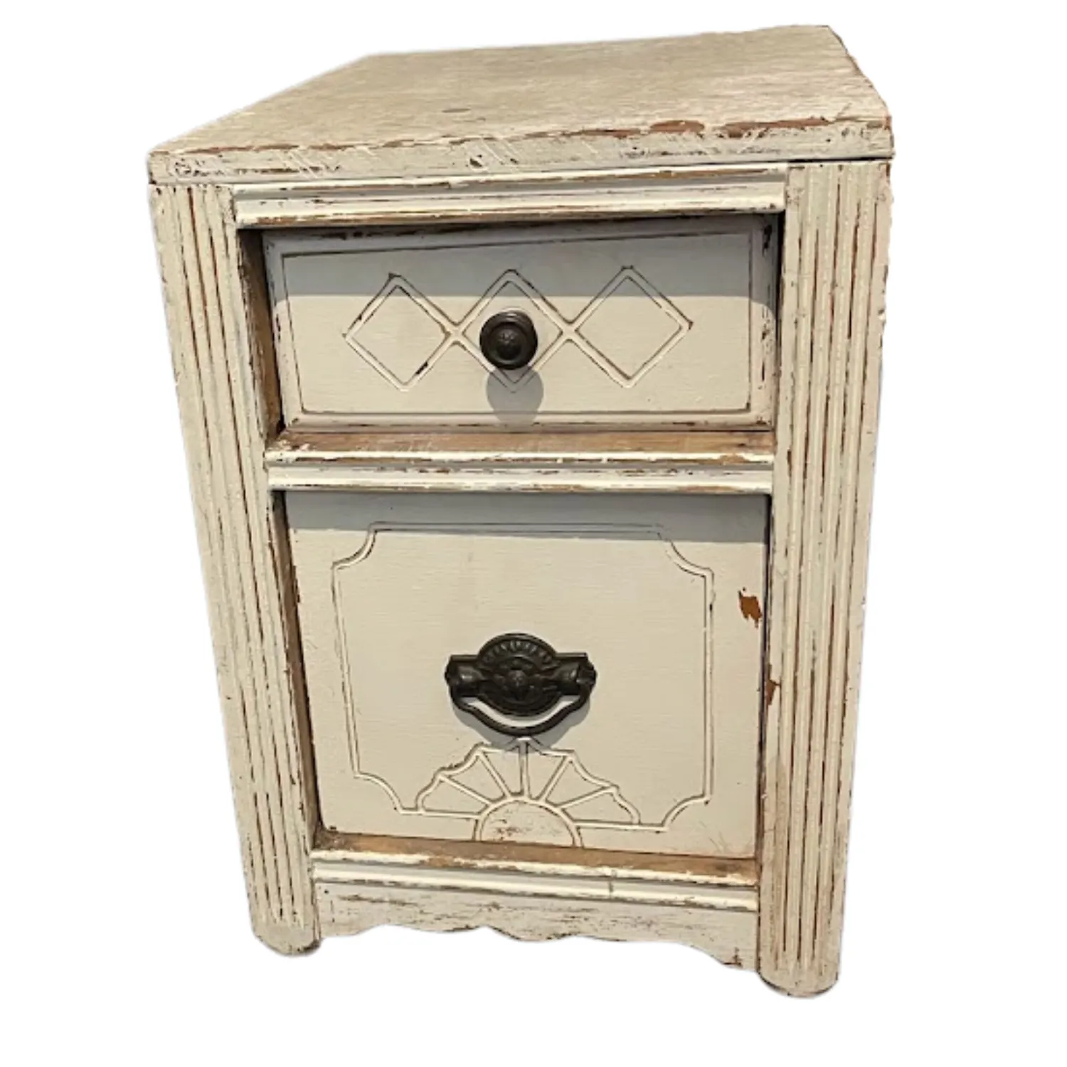 Mini Rustic White Side Table