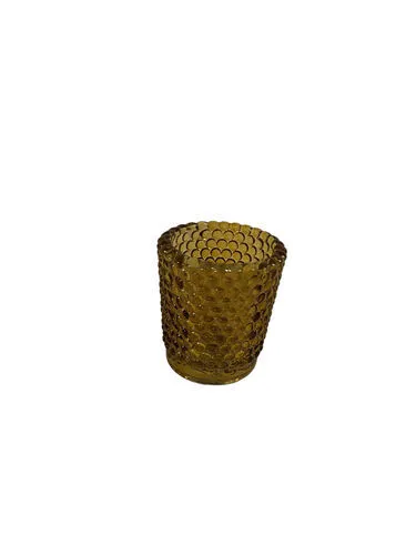 Amber Hobnail Votive