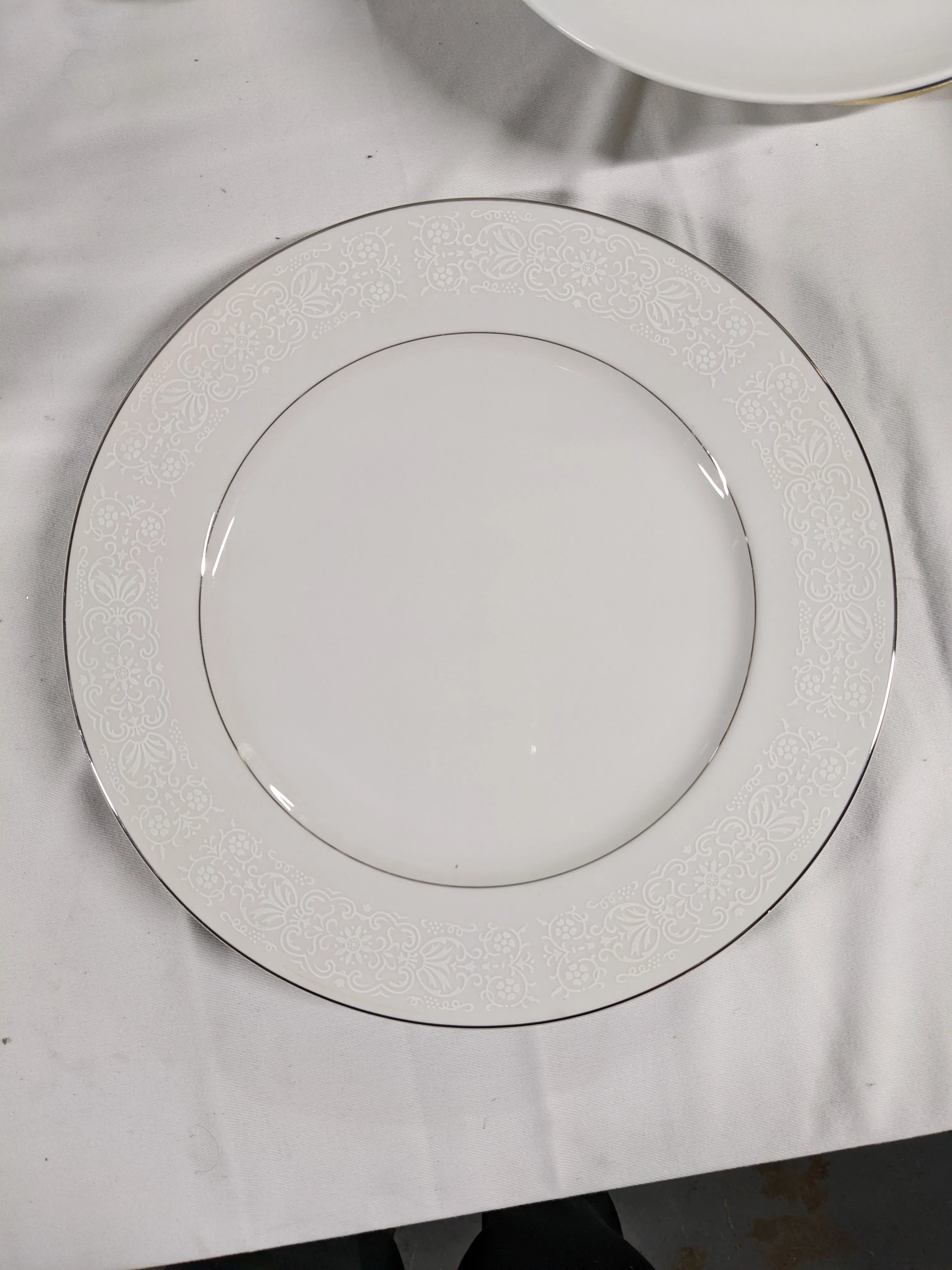 Large Silver Rimmed Plates