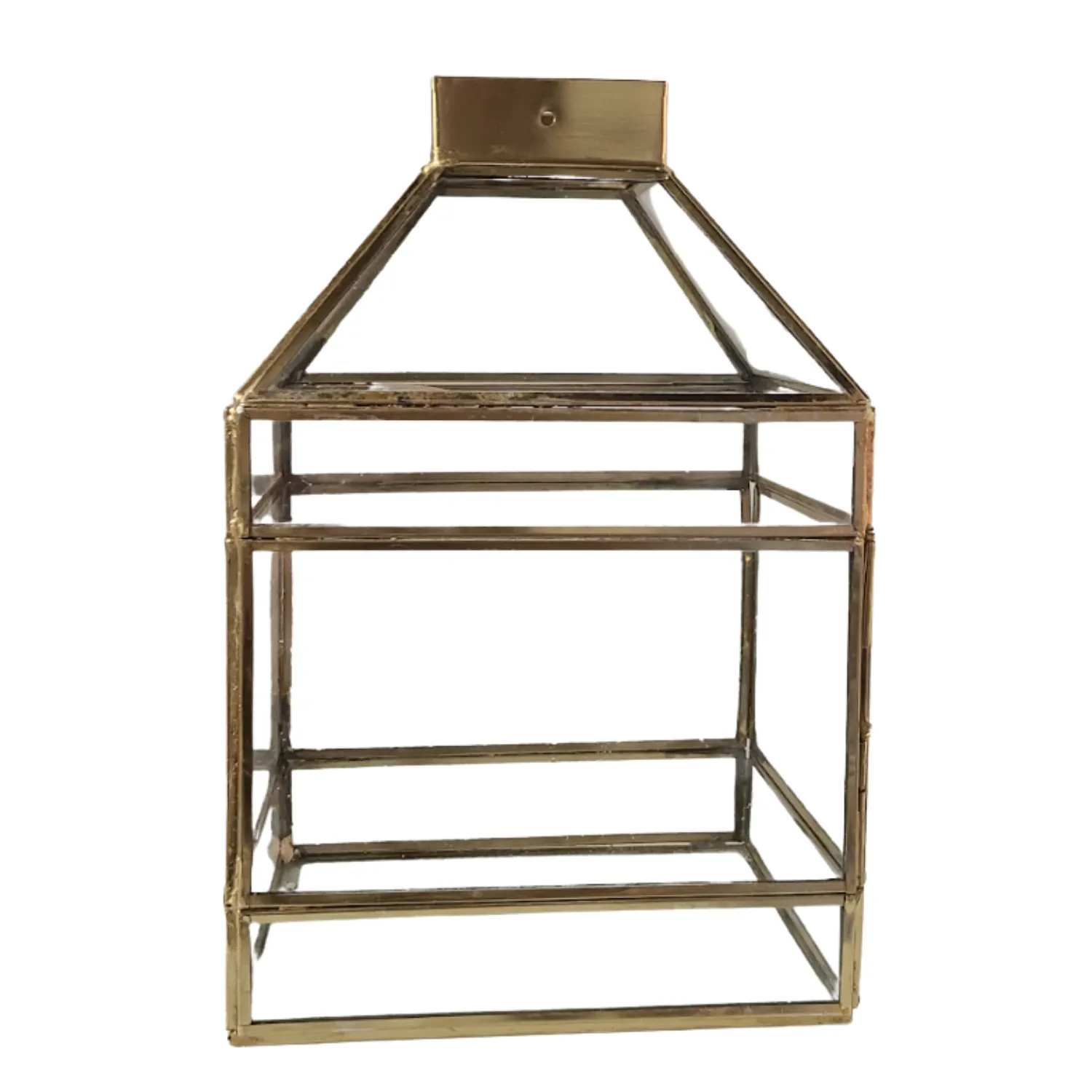 Glass and Gold Rectangle Lantern