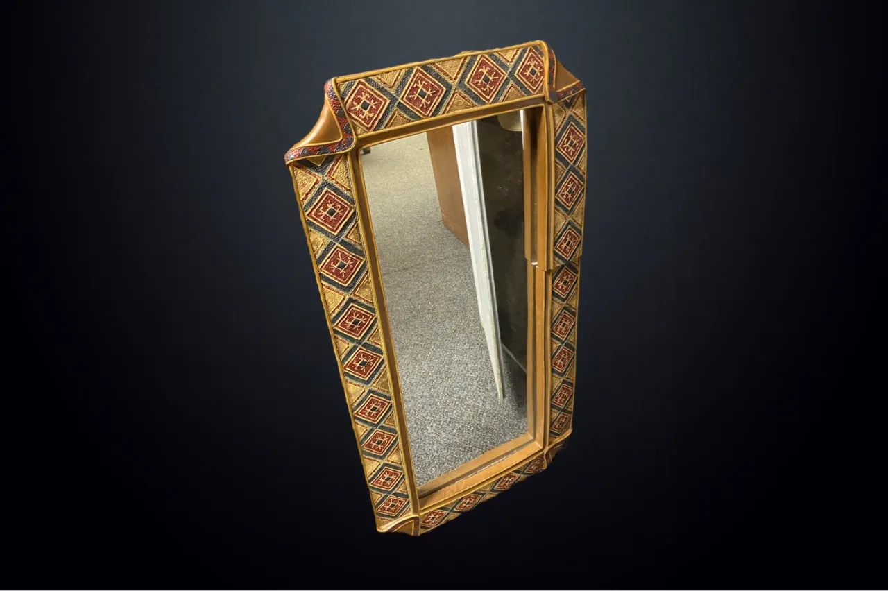 Custom Vintage Textile Art Wall Mirror