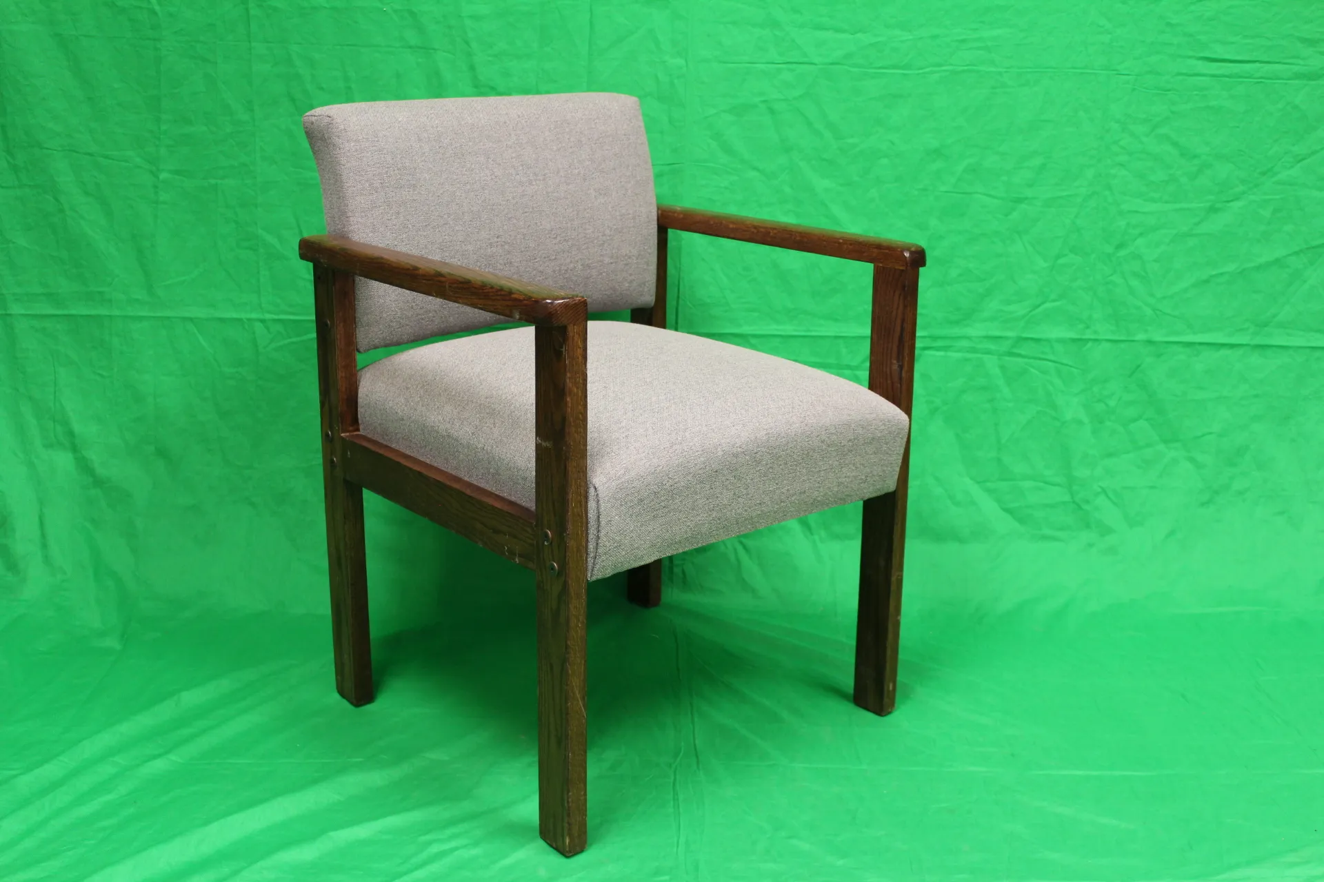 Chair Gray Cushion Dark Wood Frame