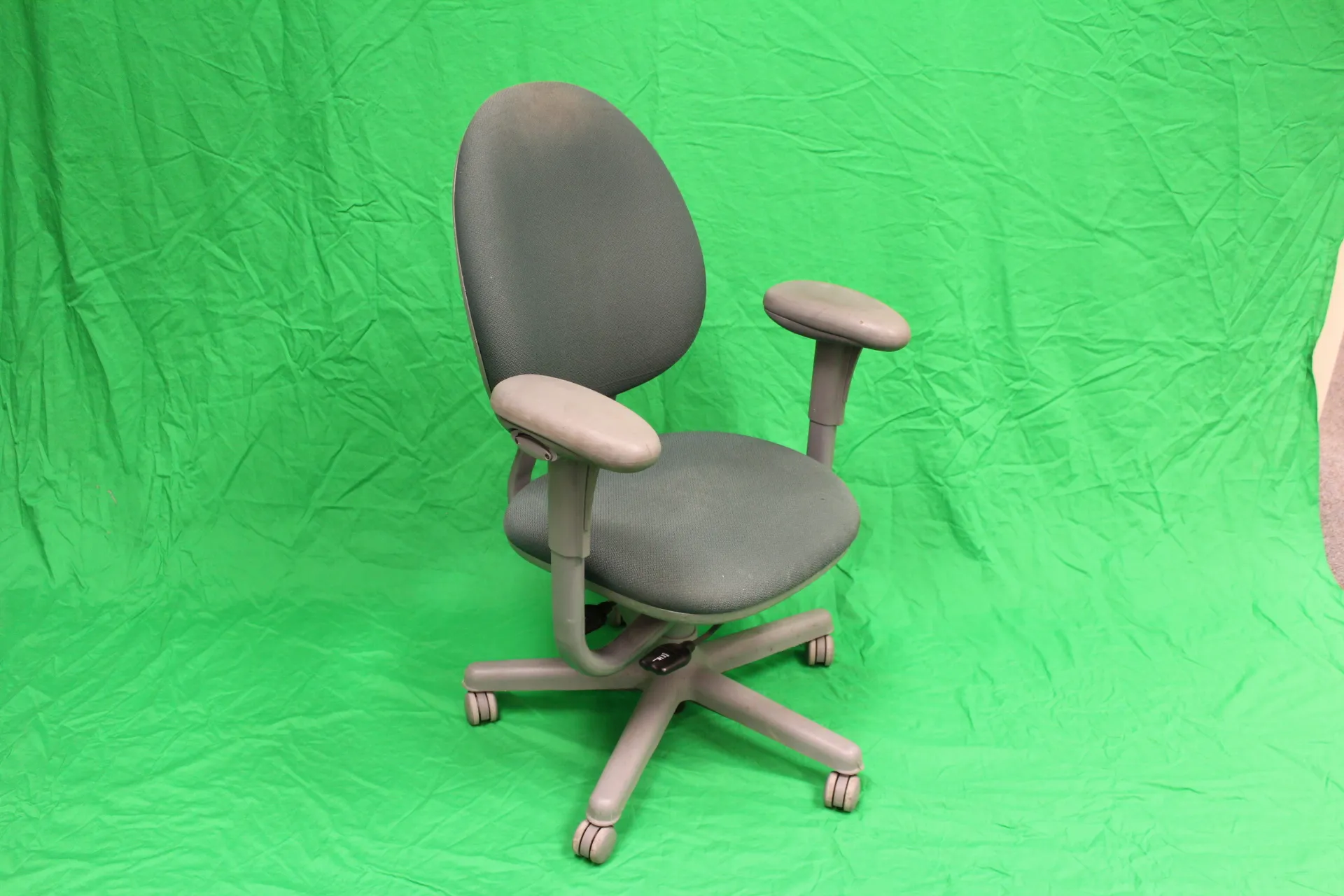 Chair Office Grey Frame Blue Cushion