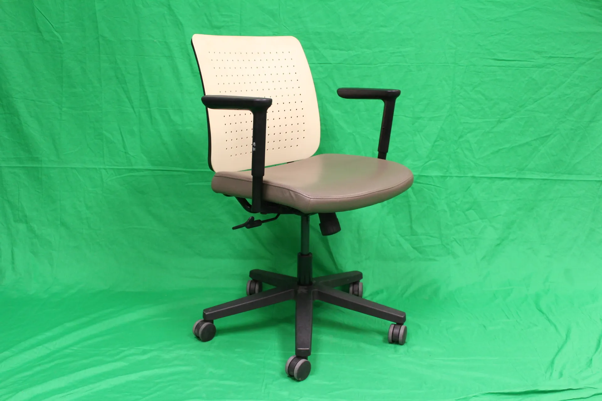 Chair Office Gray Cushion Tan Back Black Frame