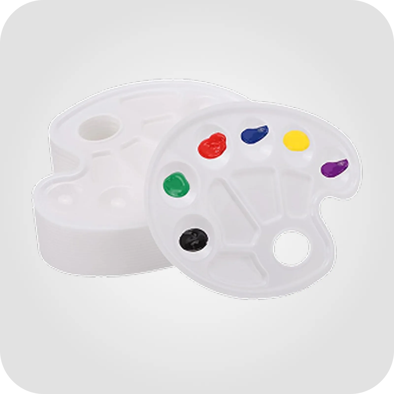 Oval plastic paint palettes
