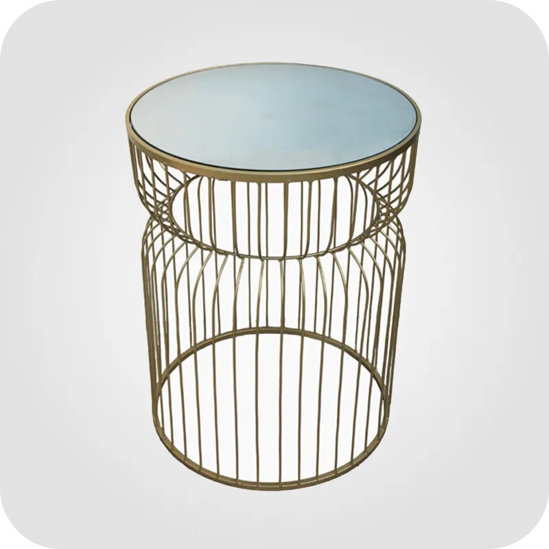 Round gold coffee table with mirror