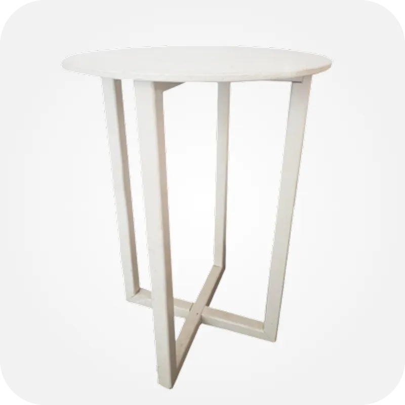 Circle wooden white high table