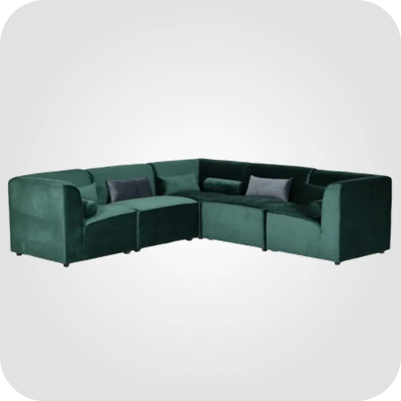 Corner sofa dark green