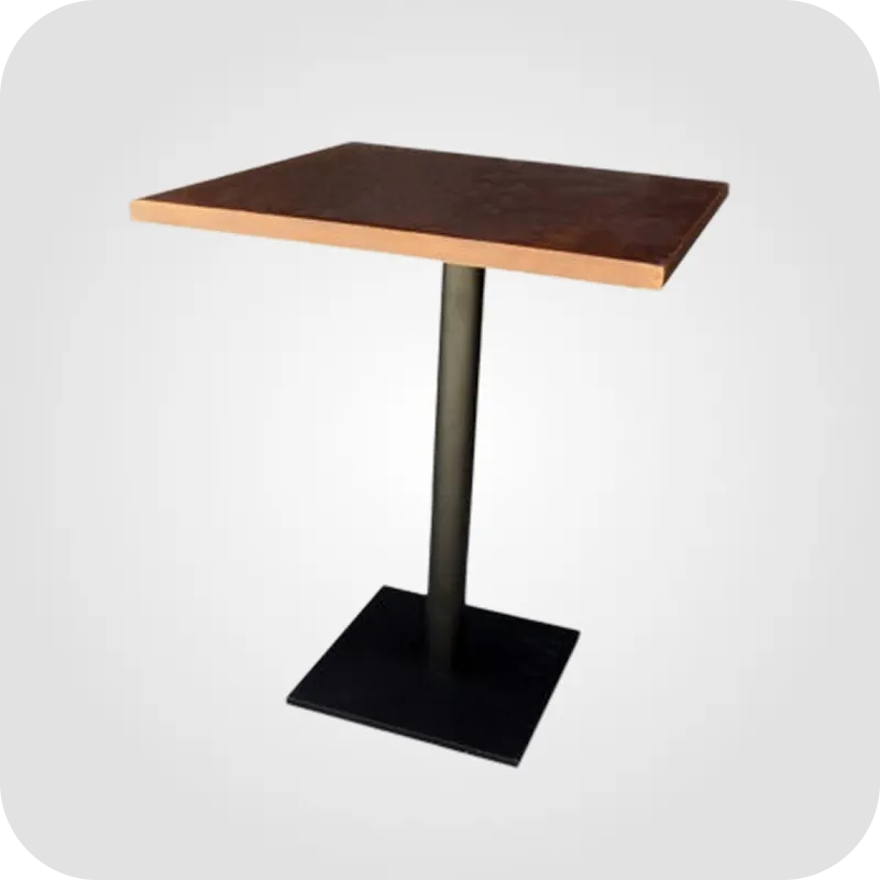 Wooden square high table with black leg