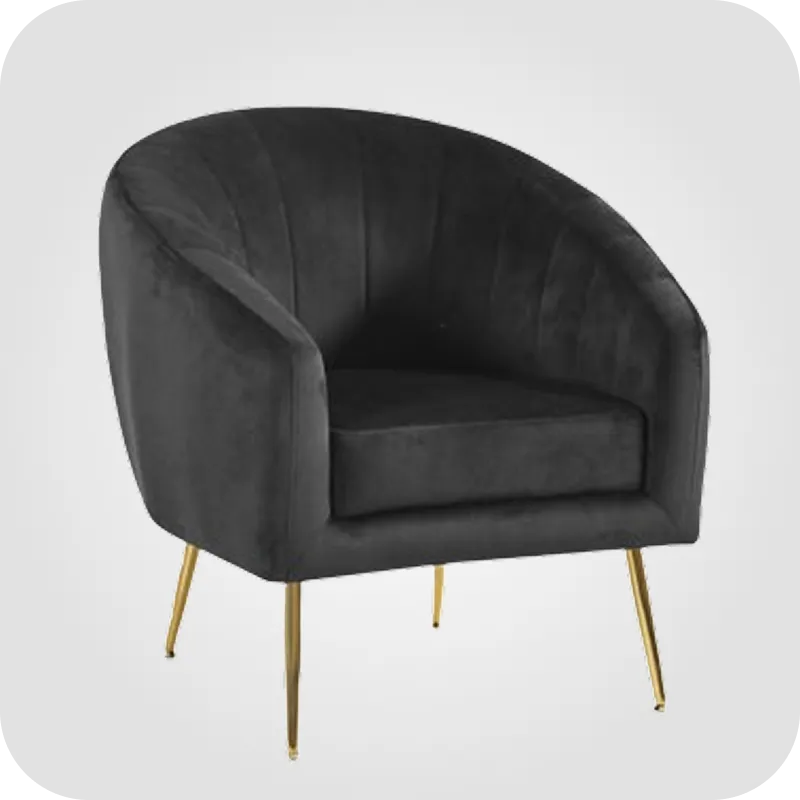 Black velvet armchair