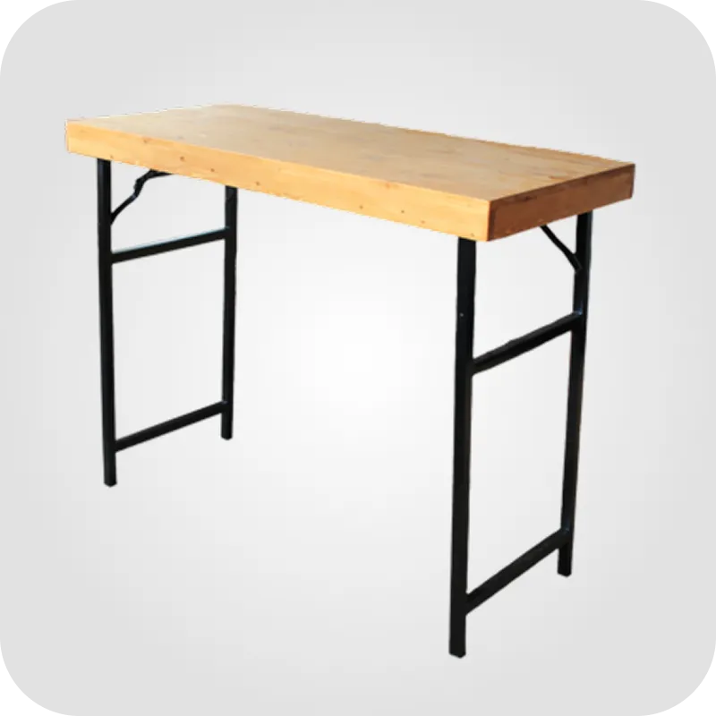Wooden high table with metal legs