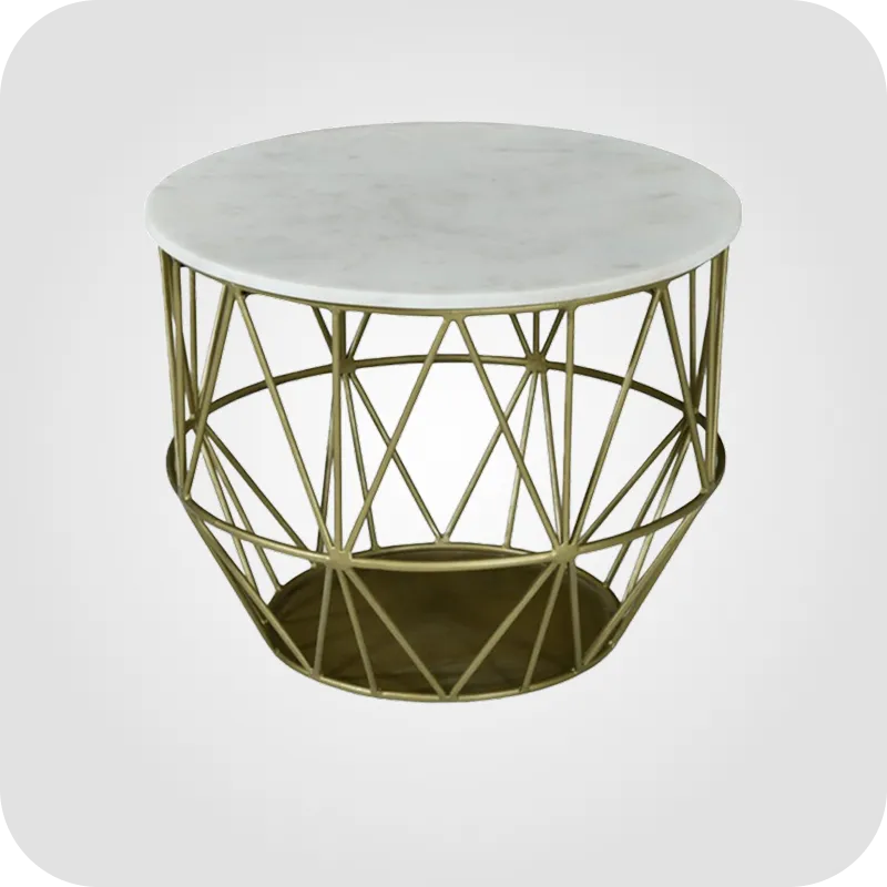 Coffee table gold white marble
