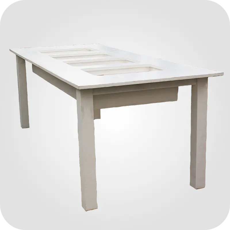 Wooden white buffet table 4 cases (incl. Rechaud)