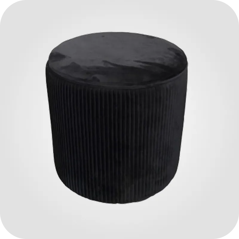 Black velvet pouf