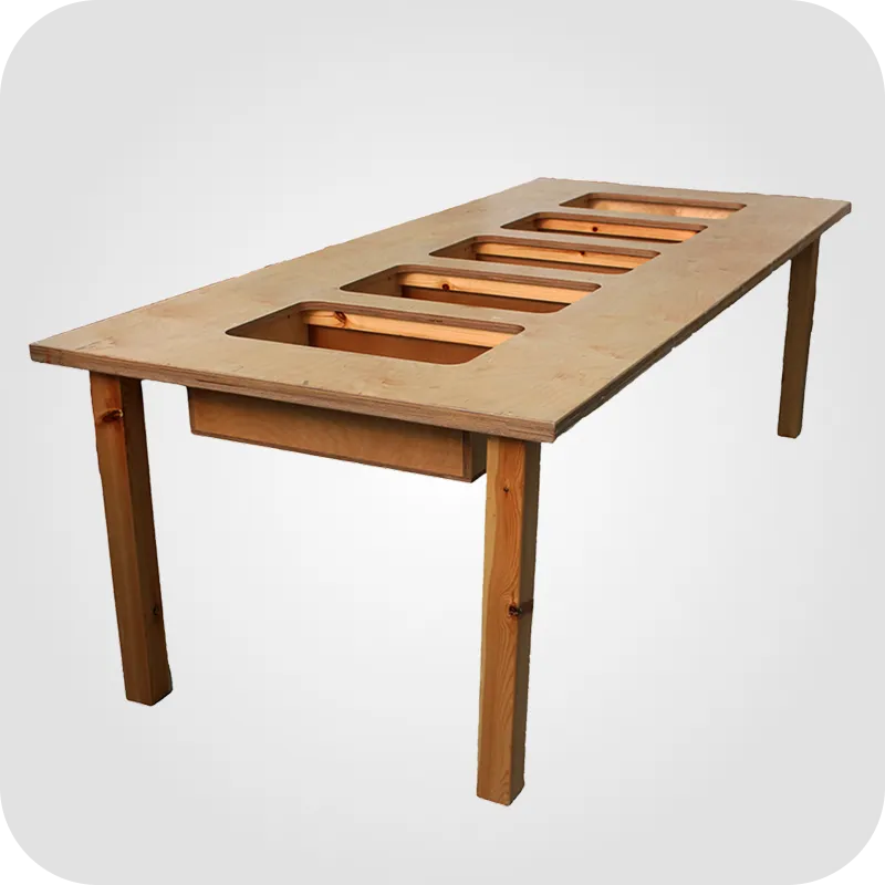 Wooden buffet table - Color: solid mindi wood size: 80,5w x 80,5d x 78,5h€5 cases (incl. Rechaud)