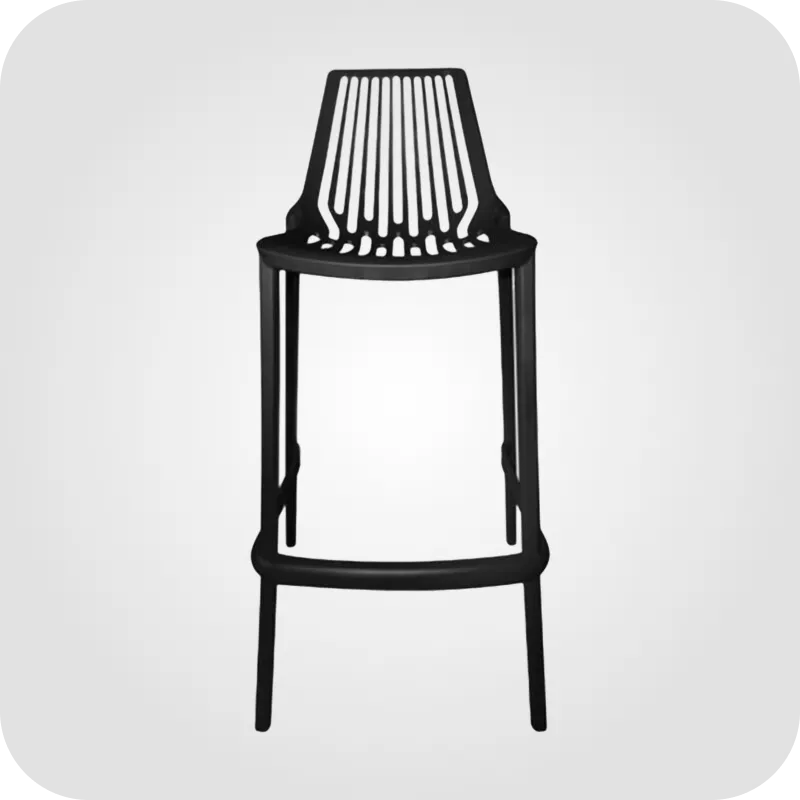 Plastic black stool with back