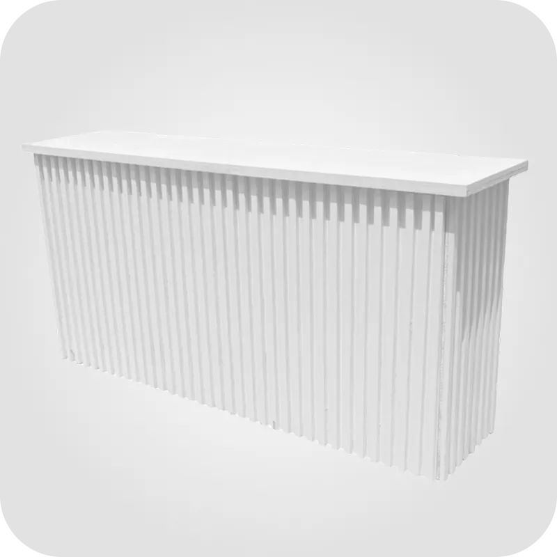 White wooden bar ribbed