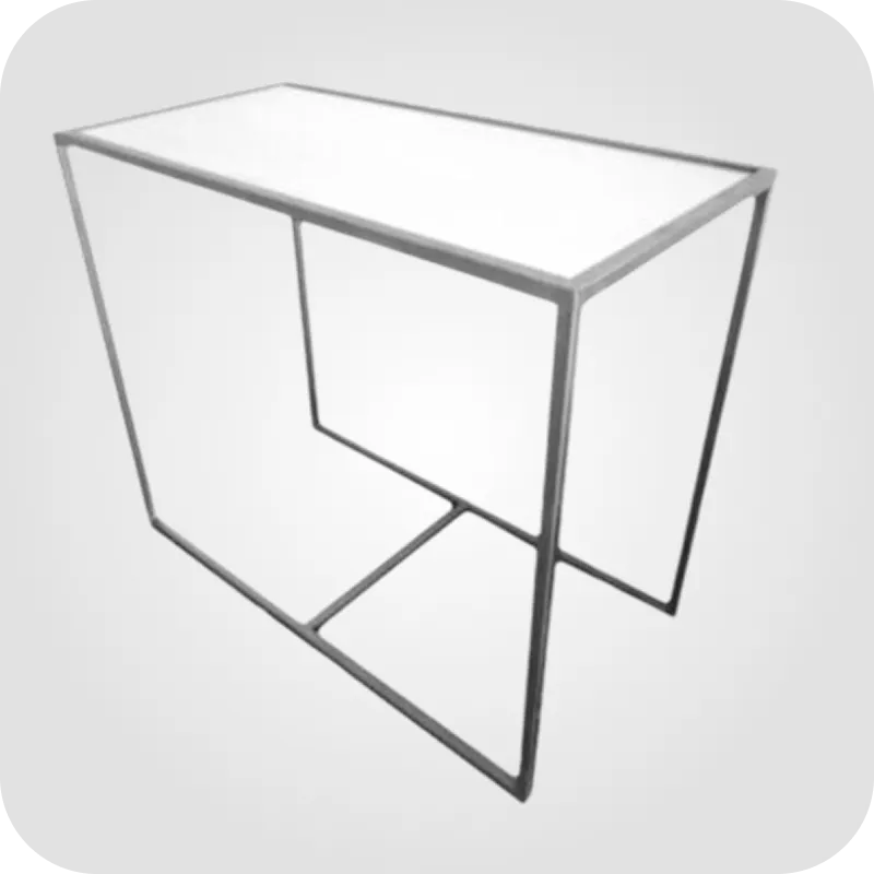 Metal rectangle high table white